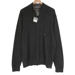 NWT EDDIE BAUER Quarter Zip Mock Neck Sweater Men's XL Gray Cotton Pullover NEW